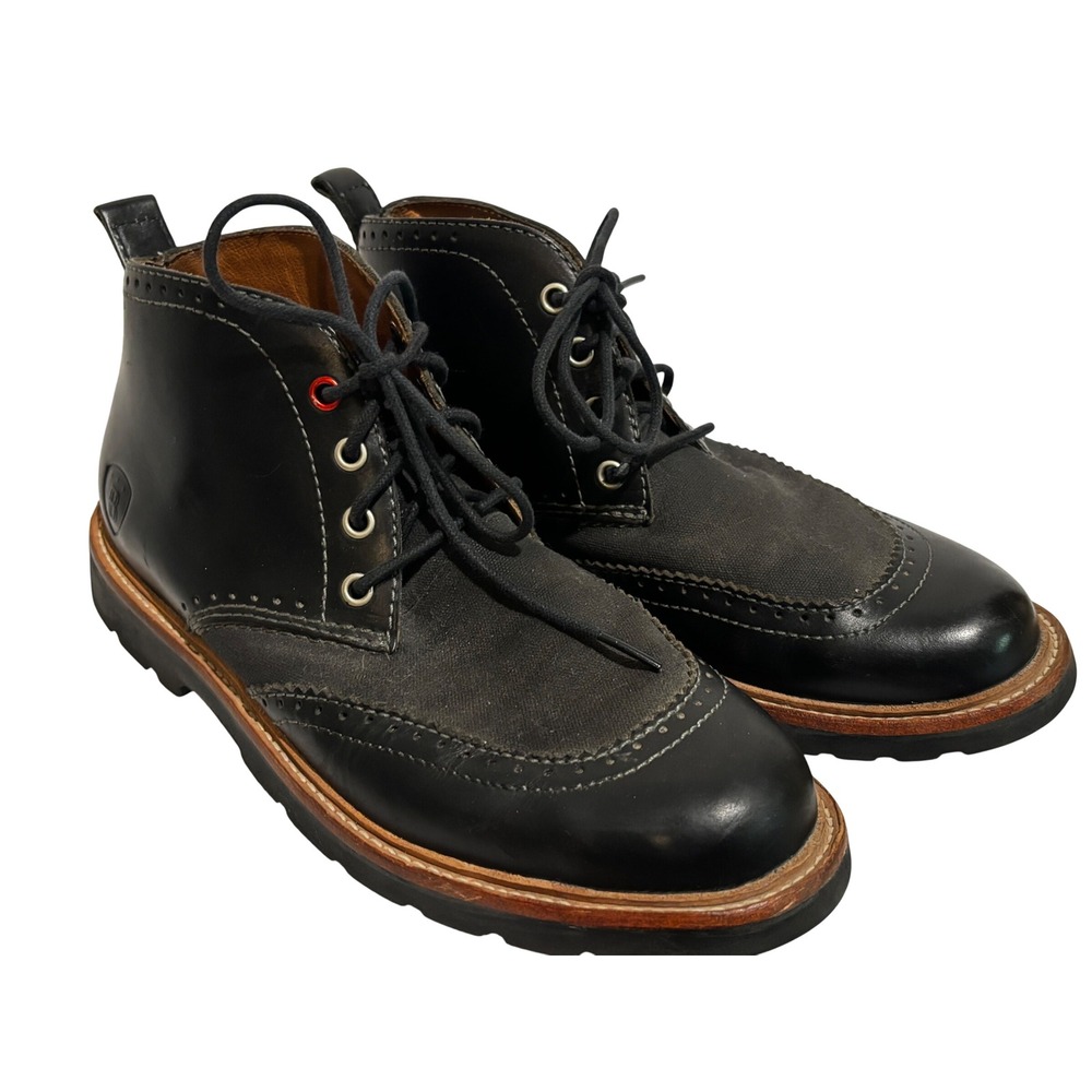 Boston Boot Co Mens Black two tone Leather Wingtip Chukka Boots Sz 8.5 urban